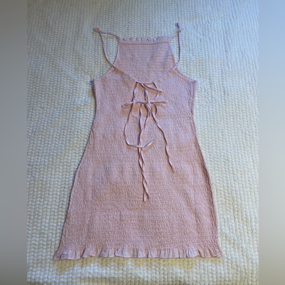 Free People | Lyla Smocked Open Back Strappy Mini Dress in Pink Chalk | NWT - Picture 3 of 16